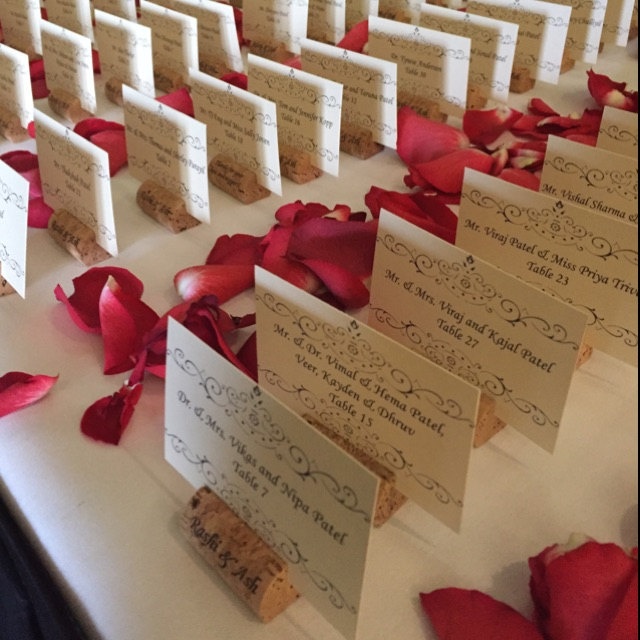 Personalized Wine Cork Place Card Holders from CorkeyCreations.com