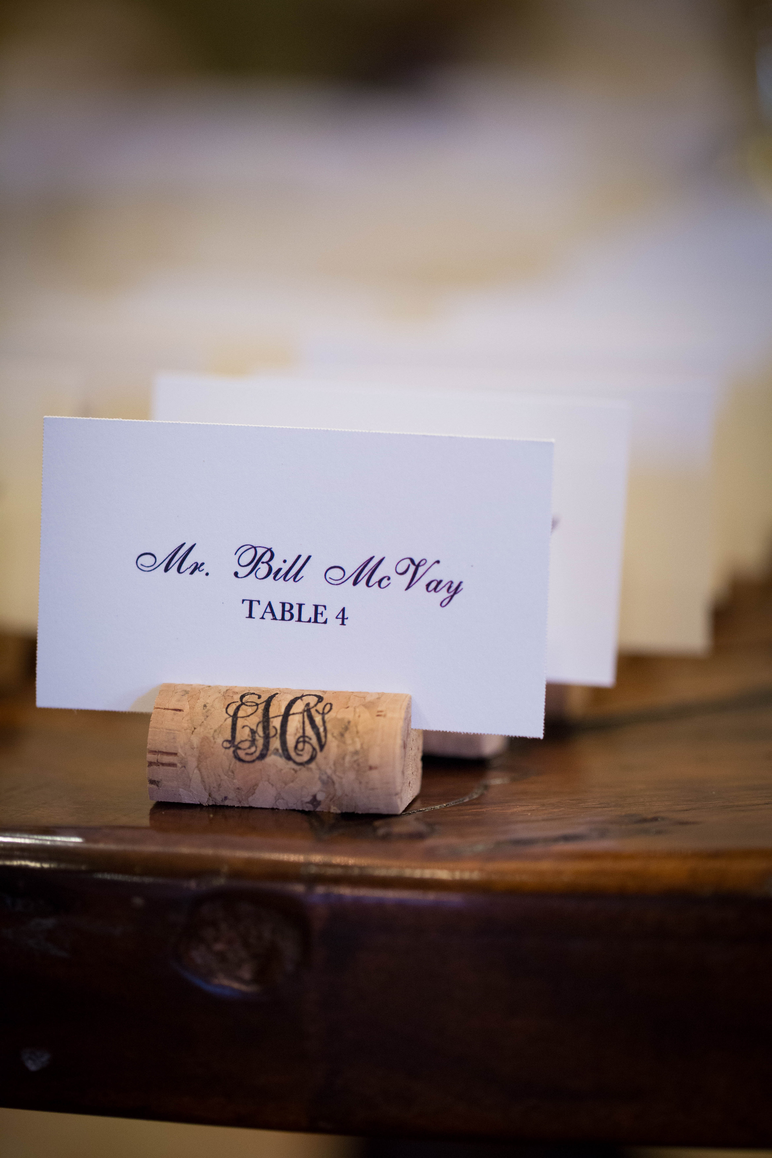 Personalized Wine Cork Place Card Holders from CorkeyCreations.com